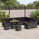 vidaXL Ensemble de canapé de jardin 12 Pièces Noir Poly Rattan