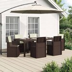 vidaXL Ensemble de salle à manger pour jardin 7 Pièces Marron et crème PP