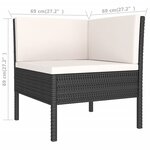 vidaXL Salon de jardin 5 Pièces avec coussins résine tressée noir