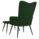 vidaXL Chaise de relaxation avec tabouret Vert foncé Velours