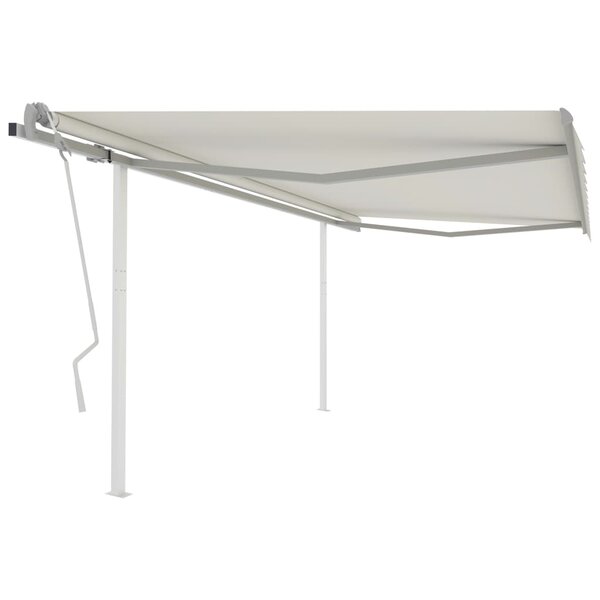 vidaXL Auvent manuel rétractable avec poteaux 4 5x3 5 m Crème
