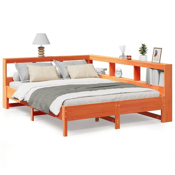 vidaXL Lit bibliothèque sans matelas cire marron 160x200 cm pin massif