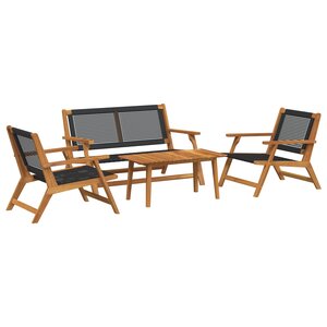 vidaXL Ensemble de chaises et table de jardin - 4 pièces en bois d'acacia noir