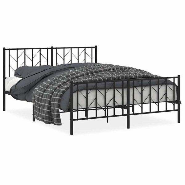 vidaXL Cadre de lit métal sans matelas avec pied de lit noir 150x200cm