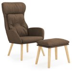 vidaXL Chaise de relaxation avec repose-pied Marron Tissu