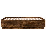 vidaXL Cadre de lit chêne fumé 135x190 cm bois d'ingénierie