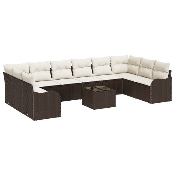 vidaXL Ensemble de Canapé de Jardin de 10 Pièces avec Coussins en Rattan Gris