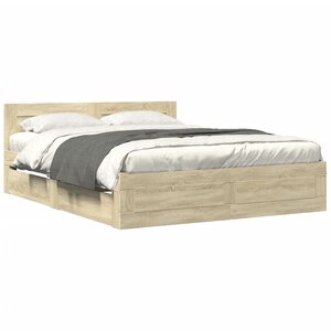 vidaXL Cadre de lit tête de lit sans matelas chêne sonoma 160x200 cm
