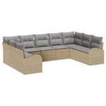vidaXL Ensemble de canapé de jardin 9 Pièces Beige Poly rotin