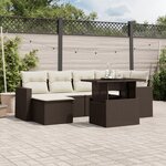 vidaXL Salon de jardin avec coussins 7 Pièces marron résine tressée