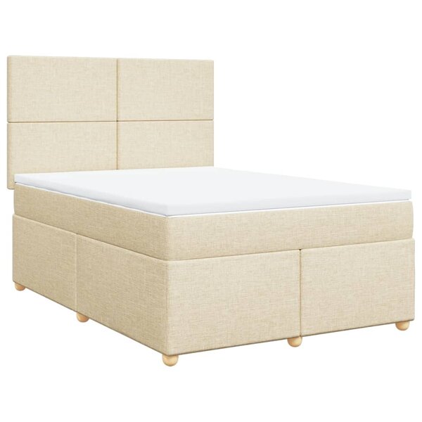 vidaXL Sommier à lattes de lit avec matelas Crème 140x190 cm Tissu