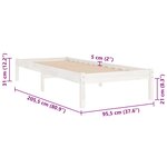 vidaXL Cadre de lit sans matelas blanc bois massif 90x200 cm