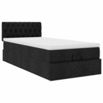 vidaXL Lit ottoman avec matelas noir 90x200 cm tissu