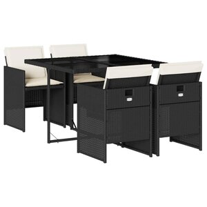 vidaXL Ensemble à manger de jardin coussins 5Pièces Noir Résine tressée