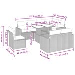 vidaXL Salon de jardin avec coussins 9 Pièces noir résine tressée acacia