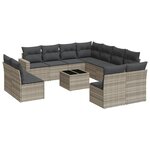 vidaXL Salon de jardin avec coussins 12 Pièces gris clair résine tressée