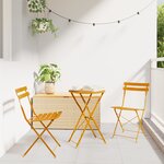 Set de bistro pliable 3 pièces jaune moutarde en acier