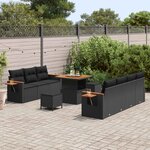 vidaXL Ensemble de canapé de jardin avec coussin 10 Pièces Noir
