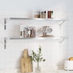 vidaXL Étagères murales 2 Pièces 100x23 5x3 cm argenté acier inoxydable
