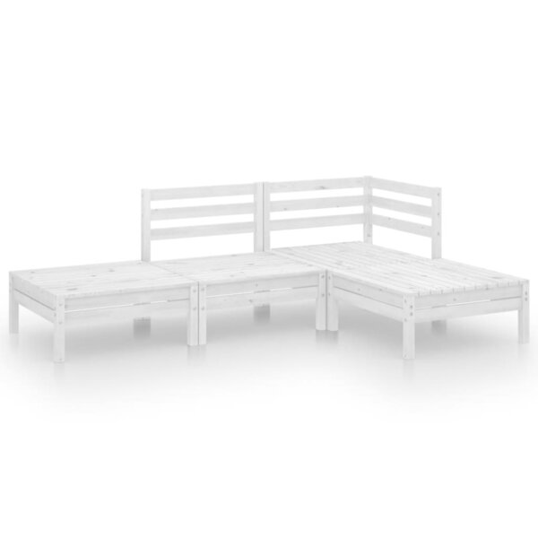 vidaXL Salon de jardin 4 Pièces blanc bois de pin massif