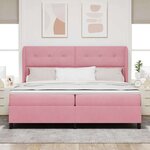 vidaXL Lit à ressorts avec matelas Rose 200 x 200 cm Velours