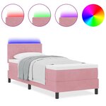 Lit Box Spring vidaXL avec Matelas & LED Rose 80x200 cm Velours