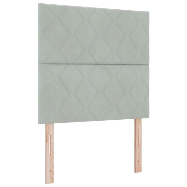 vidaXL Tête de lit en velours gris clair avec design de blocs en diamant