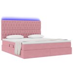 vidaXL Lit de rangement LED avec matelas Rose 180 x 200 cm Velours