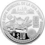 Monnaie FIFA WORLD CUP 26 Axolotl Argent 10 Pesos Mexico 2026 (PRÉCOMMANDE)