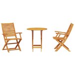vidaXL Ensemble bistro pliant 3 Pièces Marron Bois d'Acacia Massif