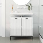 vidaXL Meuble de Lavabo de Salle de Bain avec stockage Blanc brillant