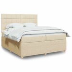 vidaXL Sommier à lattes de lit avec matelas Crème 200x200 cm Tissu