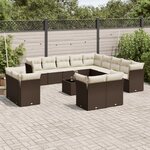vidaXL Salon de jardin avec coussins 14 Pièces marron résine tressée