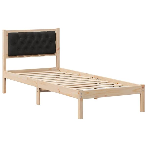 vidaXL Cadre de lit avec tête de lit Noir 75 x 190 cm Pin massif