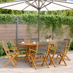 vidaXL Ensemble à Manger de jardin 7Pièces gris polypropylène bois massif