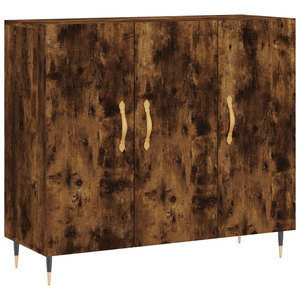 vidaXL Buffet chêne fumé 90x34x80 cm bois d'ingénierie