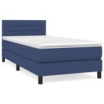 vidaXL Sommier à lattes de lit avec matelas Bleu 90x190 cm Tissu
