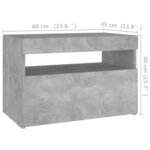 vidaXL Table de chevet avec lumières LED gris béton 60x35x40 cm
