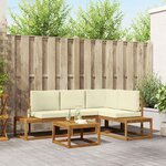 vidaXL 5 pc Ensemble de canapés d'extérieur Naturel et Crème