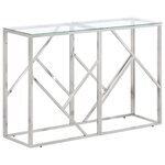 vidaXL Table console argenté acier inoxydable et verre trempé