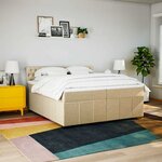 vidaXL Sommier à lattes de lit avec matelas Crème 200x200 cm Tissu