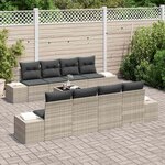 vidaXL Ensemble de canapé de jardin 7 Pièces Gris clair polyrotin