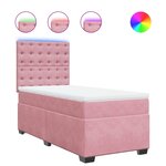 vidaXL Sommier à lattes de lit avec matelas Rose 90x200 cm Velours