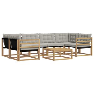 vidaXL Ensemble de canapés d'extérieur 7 pc Blanc et gris clair