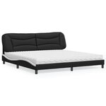 vidaXL Lit avec matelas noir et blanc 200x200 cm similicuir