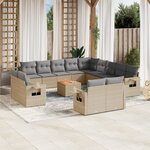 vidaXL Salon de jardin et coussins 14 Pièces mélange beige résine tressée