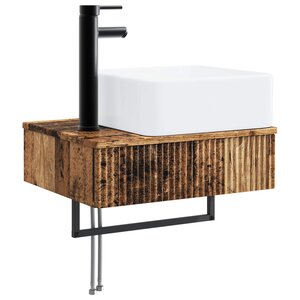 vidaXL Basin de lavage mural Bois ancien 53 x 35 x 39 cm