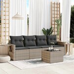 vidaXL Salon de jardin 5 Pièces avec coussins gris clair résine tressée