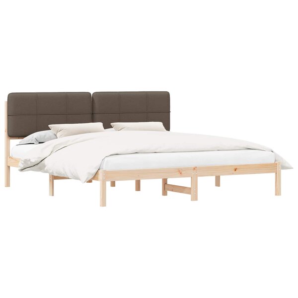 vidaXL Cadre de lit avec tête de lit rembourrée Taupe 180 x 200 cm