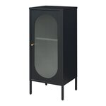 Armoire étagère meuble de rangement vitrée acier verre 102 x 43 x 40 cm noir mat 03_0008928